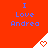Red background with blue text reading "I Love Andrea" and white triangular icons containing red hearts, some of which change from solid to outline.