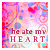 Animated icon with pink and blue floral background, text 'he ate my HEART' in red and white lettering.