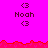 A static image shows a bright pink background with red pixelated borders, displaying the name "Noah" and a heart symbol in dark purple text across multiple repeated sections.