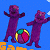 A 50x50 pixel animated buddy icon featuring two purple cartoon bears on a blue background with green text 'Original Icons .com' on the right side, displayed as a contact sheet of two frames.