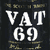 Static pixelated icon with white text on dark background showing "VAT 69" in large blocky letters, surrounded by faint yellowish decorative elements.