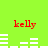Green background with red text 'kelly' and white horizontal bars in four quadrants, showing animation changes in bar positions.