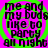 Pixelated text on a bright pink background with green spiral patterns, repeating the phrase "me and my buds like to party all night" in four identical quadrants.