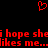 Red pixelated heart symbol above red text reading 'i hope she hope she likes me...likes me...' on black background.