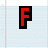 A pixelated image with a red 'F' on a light blue background, surrounded by repeated 'love you' text and a 'i wonder why i failed?' phrase in purple and black.