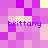 Pixelated of purple and pink squares with four instances of the text 'brittany' in blue lowercase letters