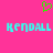 A static pixel art image with a bright pink background, featuring a green pixelated heart symbol above two cyan text instances of 'Kendall' with a glitch effect.