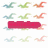Pixelated cartoon-style icons of a small creature in three color variations arranged in a grid with one banner icon below the top row.
