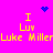 Pixelated icon with bright pink background, yellow text reading "I Luv Luke Miller," and blue heart/sparkle symbols in corners.
