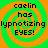Green and orange spiral background with black text reading 'caelin has hypnotizing EYES!' in four identical quadrants.