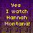 Pixelated yellow text on a purple checkered background reads "Yes I watch Hannah Montana! But don't call me weird... You're just jealous!" in four sections.