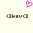 A static pixel art image featuring a pink heart-shaped icon above two identical black text strings on a light background.