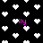Black background with scattered white pixelated hearts and four instances of pink text 'ily' in a stylized font.