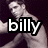 Pixelated image of a person with light hair and dark clothing against a dark background, overlaid with bold white text reading 'billy' on black rectangular blocks.
