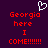 Pixelated red text on dark purple background with white heart symbol above, displaying 'Georgia here I COME!!!!!!' in two identical side-by-side arrangements.