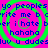 A static digital image with bright pink background and green spiral patterns overlaid with blue pixelated text repeating phrases.