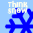 Blue snowflake icons with 'think snow' text on light blue background, animated to change shape across frames.