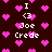 Pixelated dark red background with scattered pink hearts and repeated white text "I <3 Joe Crede" in a retro digital style.