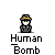 Animated contact sheet of a pixel art character transforming into an explosion, labeled "Human Bomb" across all frames.