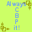 A static image with a bright yellow background displays blue text reading "Always CP it!" arranged vertically, with brown square-shaped icons positioned at the top-right and bottom-left corners.