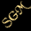 Golden cursive text on black background with a gray rectangle in bottom right corner, showing sequential animation frames of the text.