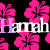 A static image with a black background featuring repeating pink hibiscus flowers and the name 'Hannah' in white text.