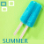 Two identical blue popsicle icons with white sticks on a light green background, each labeled 'SUMMER' in pixelated text below.