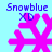Four pixelated snowflake icons with pink branches on light blue background, each labeled "Snowblue XD" in blue text above.