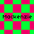 A static image with a green and pink checkered background displaying the text "Mackenzie" in four locations.