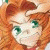 Pixelated anime-style character with orange hair and green eyes on left, next to dark green background with bright green text reading 'Original Icons .com' on right.