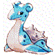 nine pixelated Pokémon characters in a layout with white background, including Lapras, Clamperl, Eevee, Vaporeon, Jolteon, Flareon, Porygon, and two Squirtle variants