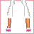 Pixelated contact sheet of a 3x3 grid showing animated frames from a pink-themed cartoon character icon with text labels below each frame.