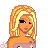 Pixel art of a blonde woman in an orange crop top and blue jeans with floral patterns, standing beside pink text reading 'im really hot' on white background.
