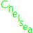 Green pixelated text spelling 'Cleopatra' on a white background with faint pastel color blocks.