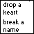 A 5x5 contact sheet of animated frames showing a repeating pattern of text and heart symbols with varying heart positions across sampled frames.