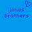 Blue background with pixelated text 'jonas brothers' and a heart symbol above the text.