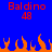Blue background with red text 'Baldino 48' repeated twice above orange pixelated flames.