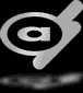Silver metallic @-style icon with a stylized letter inside, rotating through multiple angles against black background.