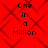 Red background with dark red diamond lattice pattern and black text reading "One in a Million" in four quadrants.