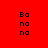 Red background with yellow rectangular blocks and black text 'Ba' and 'na' arranged in a pattern