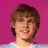 A 2x2 contact sheet of a pixelated animated icon featuring a young man with brown hair against a pink background, paired with text elements on the right side showing "Ah... I ❤️ Him!" in green and purple pixel art.