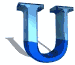 Three of identical blue U-shaped icons with gradient shading and shadows on white backgrounds, separated by gray horizontal bars