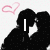 Black silhouette of two figures kissing with pink heart outlines, white text reading "I love <3" and partial name "ordan" on a light background.