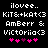 Pixelated text and heart symbols on black background with two animation states showing different pink heart arrangements.