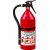 Red fire extinguisher with black hose and silver nozzle on white background, adjacent to green text reading Original Icons .com.