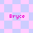 Four identical pixelated 'Bryce' text labels on a pink and light blue checkered background with diamond-shaped patterns.