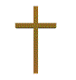 A wooden cross icon rotates through multiple angles against a gray background, transitioning from upright to fully rotated positions.