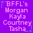 Static purple background with repeated text listing names and 'BFLL's' in light pink, surrounded by small blue stars.