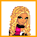 A 4-frame pixel art contact sheet showing a female character in winter attire with repeated text "winter" and "cold" on a yellow background.