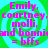 A static image with a green spiral background and pink text listing names and "= bffs".